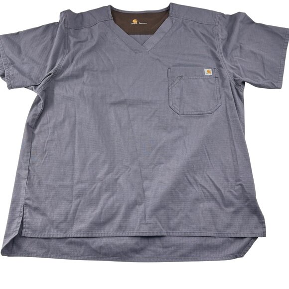 Carhartt Mens V-Neck Scrub Top size Large Gray Short Sleeve - Picture 1 of 5